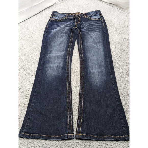Girls Boot Cut Rue21 Jeans Nicely Distressed Embroidered Pockets Size 1/2 Short - Picture 1 of 13